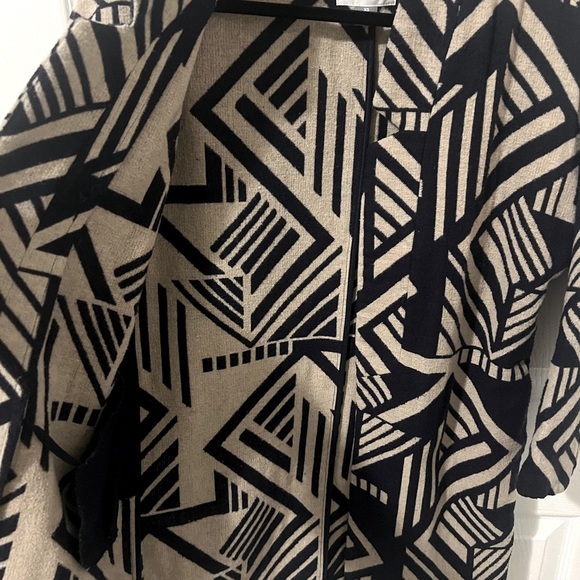 Old Navy Blue & White Geometric Open Front Coat - Picture 5 of 11